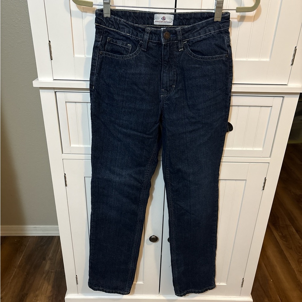 Insulated Dark Wash Straight Leg Jeans Size 4 Thermal Lined Winter Denim